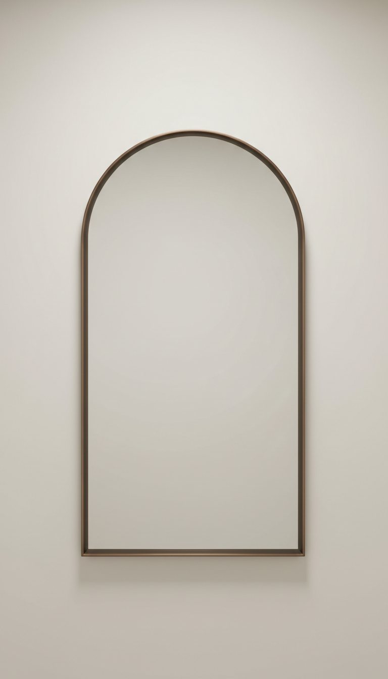 Arched smoked bronze oversized wall mirror